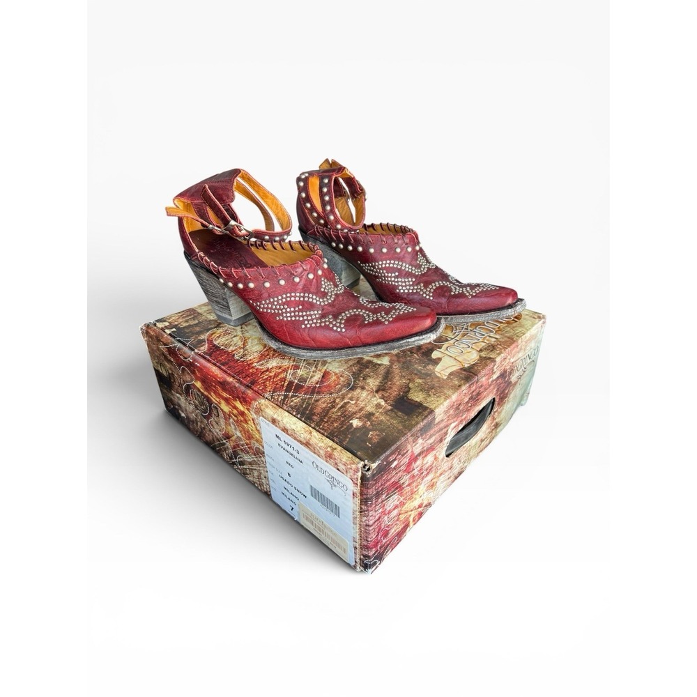 Old Gringo Evangeline ML1971-3 Red Studded Ankle Western Heels Boots Sz 7B Box